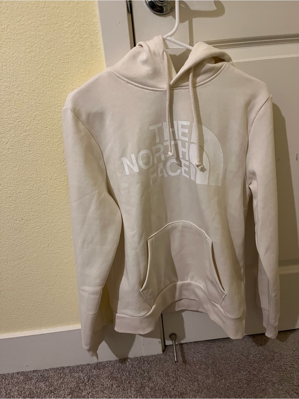 The North Face Cream Pullover Hoodie with White Logo